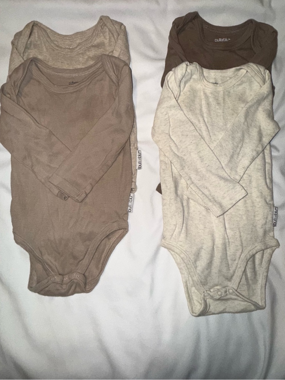 Butterblu Organic Cotton Long Sleeve Bodysuits Neutrals Set 6-9M Bundle
